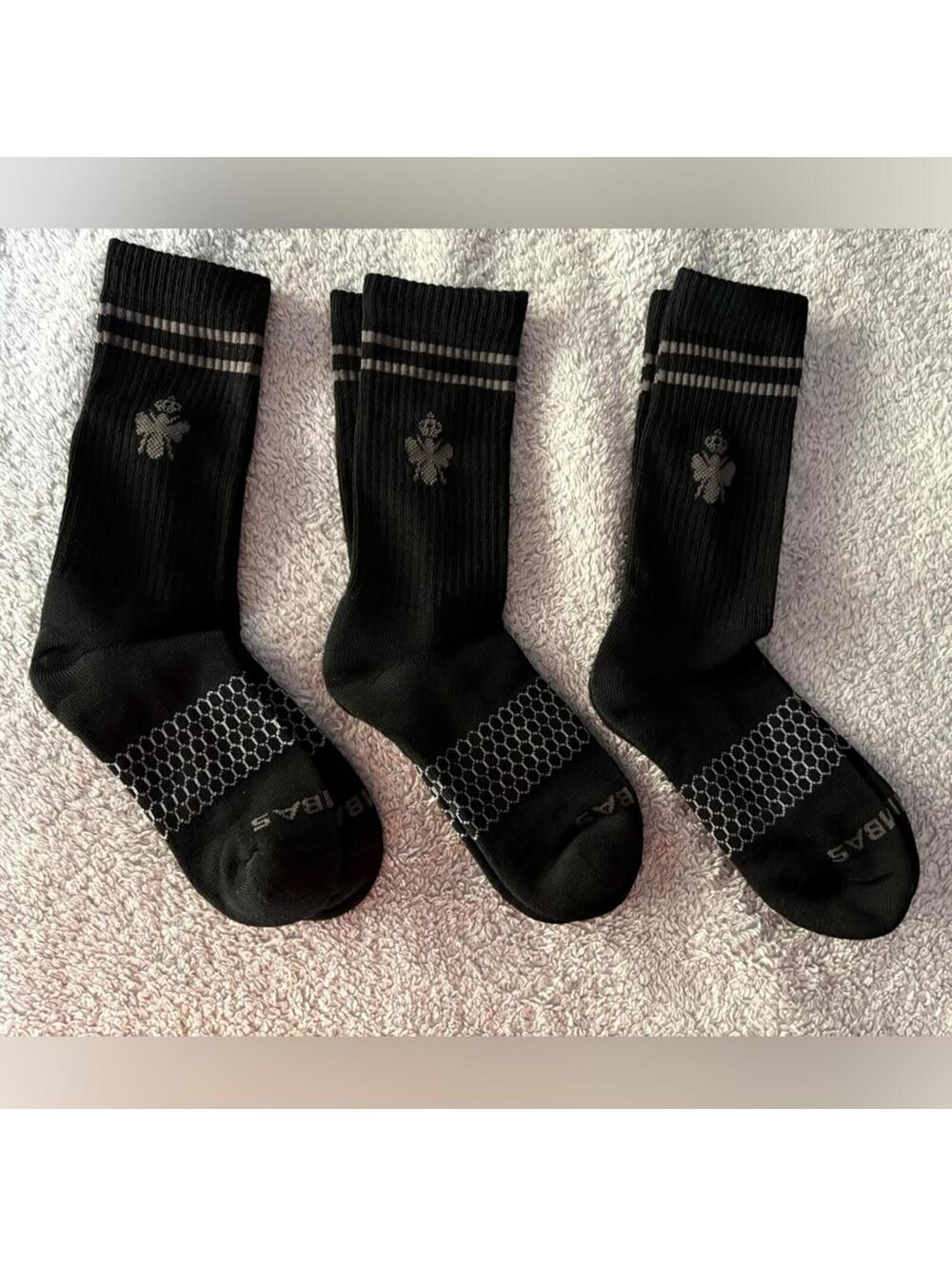 NEW. Bombas Black Crew Socks. Size small. 3 pair for $21.